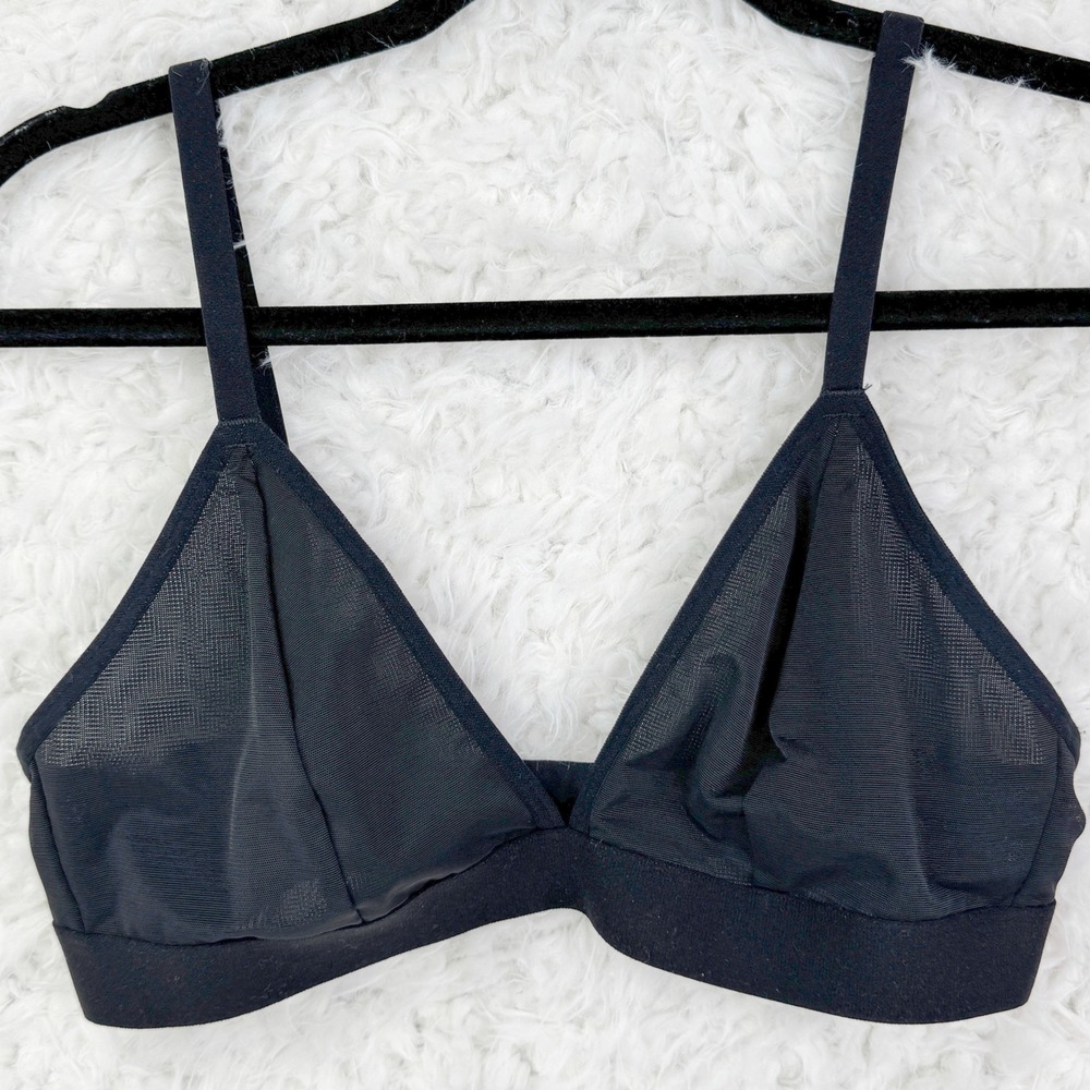 Old Navy Black Mesh‎ Triangle Bralette Wirefree Unpadded unlined Bra Size M
